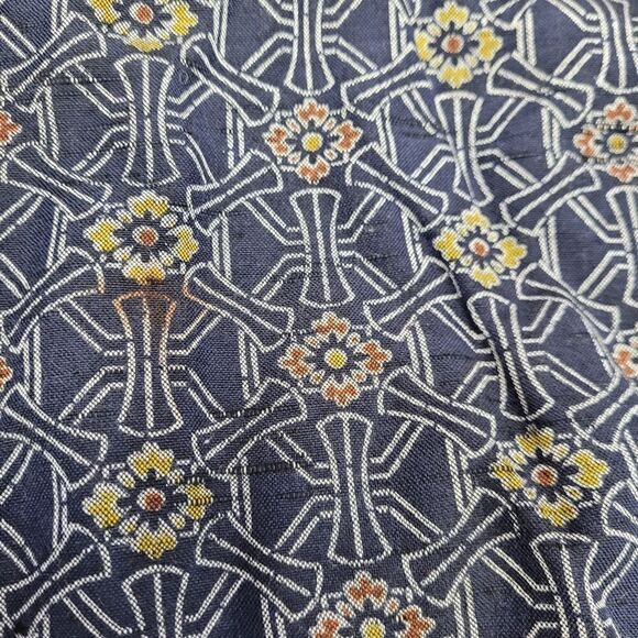 VINTAGE Japanese navy blue floral boro cloth padded kimono with‎ velvet collar - Picture 7 of 9